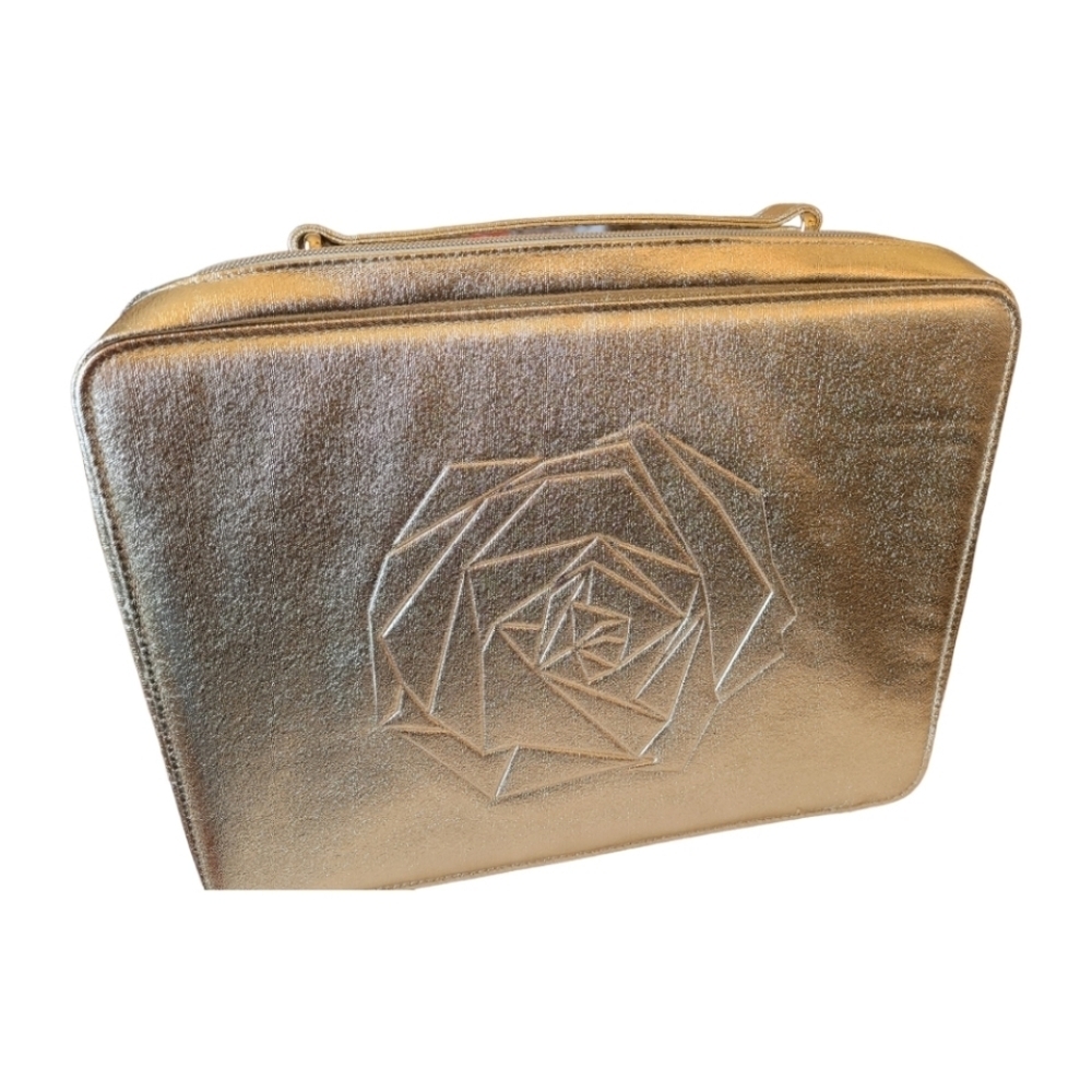 Lancome Gold Lamè Square Zip Around Case NEW